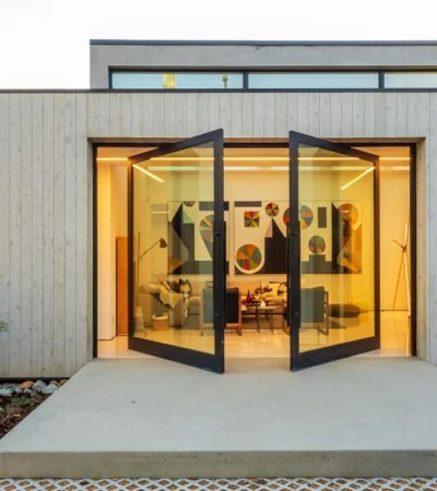 a glass doors leading to a house