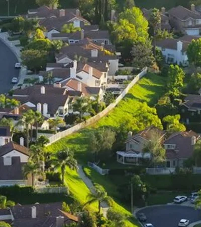 a aerial view of a neighborhood