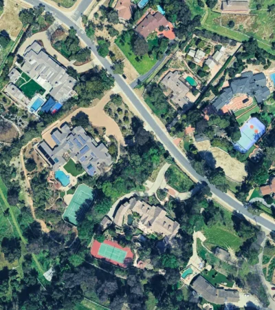 an aerial view of a neighborhood