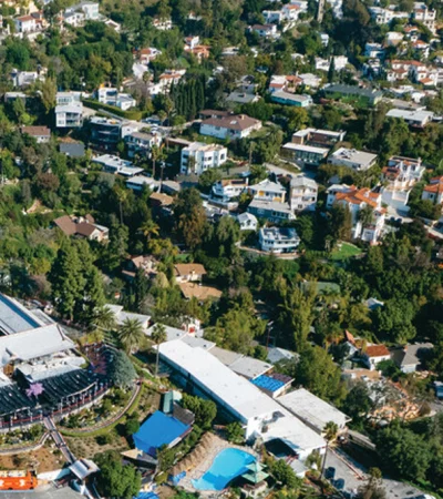 a aerial view of a city