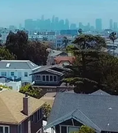 a city with a city in the background