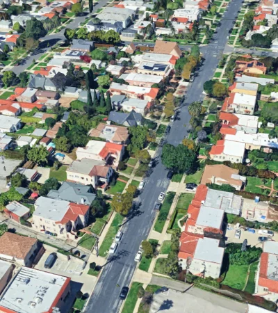an aerial view of a neighborhood
