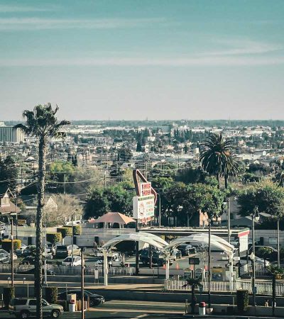 a view of a city from a hill