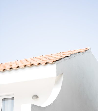 a cat sitting on the roof of a building