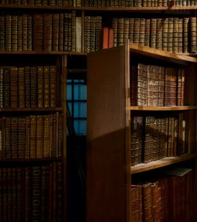 opened secret door inside library