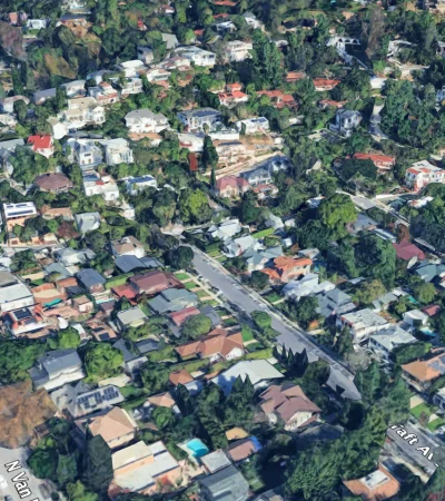 aerial view of a neighborhood