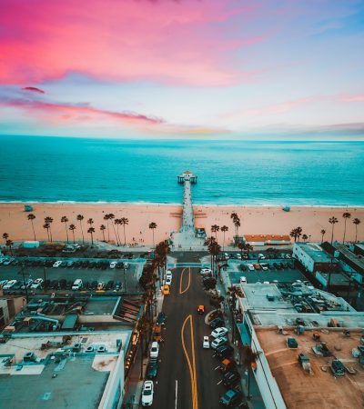 aerial photography of vehicles on road