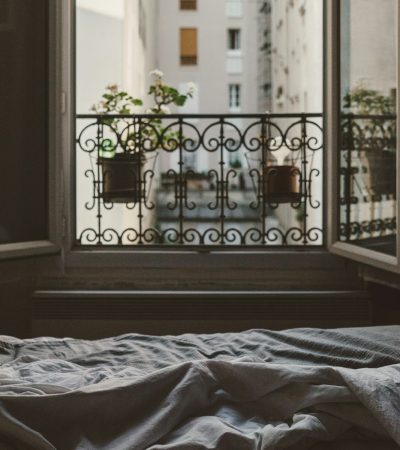 closeup photo of open window with flower