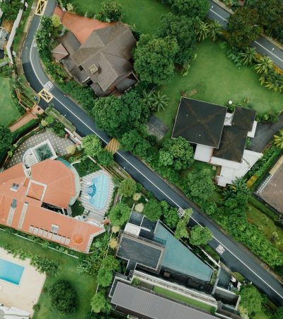 aerial view of village