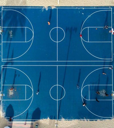 aerial photography of basketball court